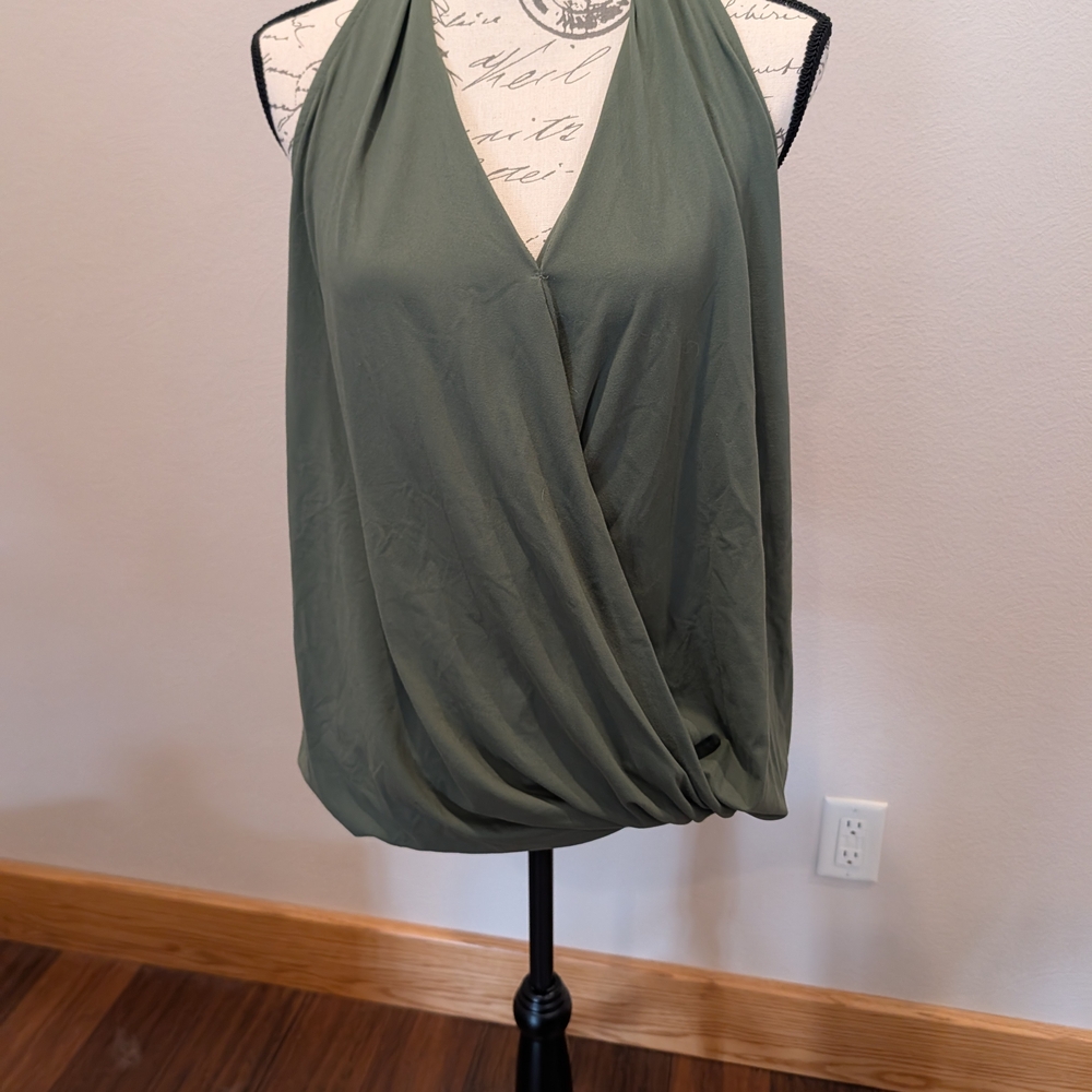 Zenana Outfitters Olive Green Halter Crossover Camisole
